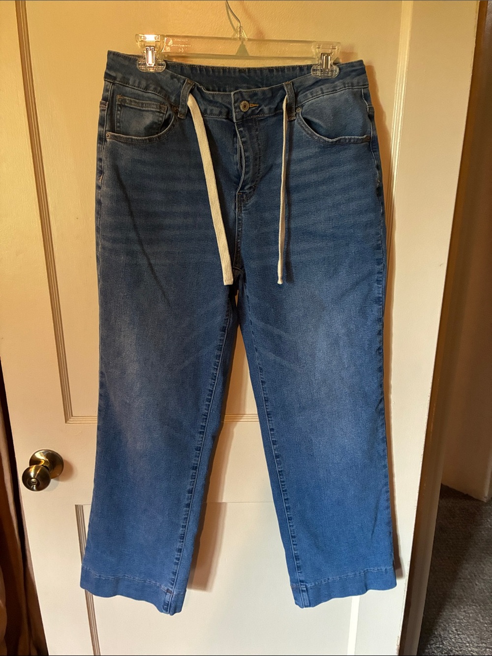 Women’s  Casual Blue Denim Jeans with Drawstring Waist